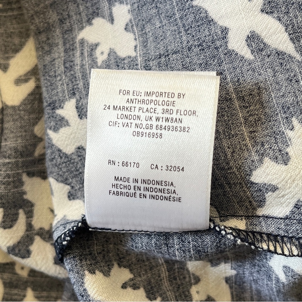 Anthropologie Maeve Austin Navy and White Bird Print Top - Size 0 - Picture 16 of 16